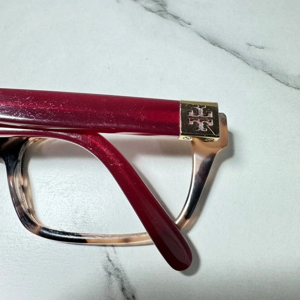 Tory Burch TY 2049 1363 Tortoise Burgundy Eyeglass Frames 51-17-135 Rectangular
